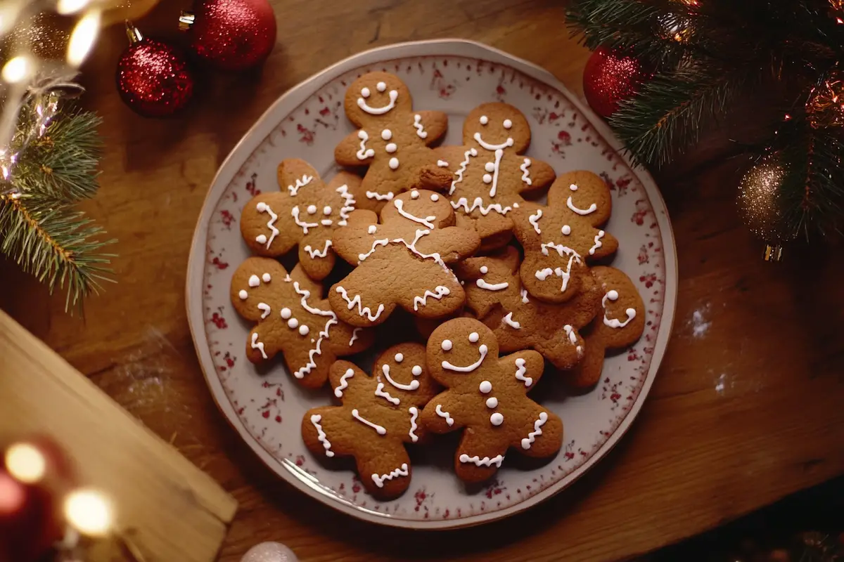 A close-up shot of delicious gingerbread cookies made with gingerbread cookie mix