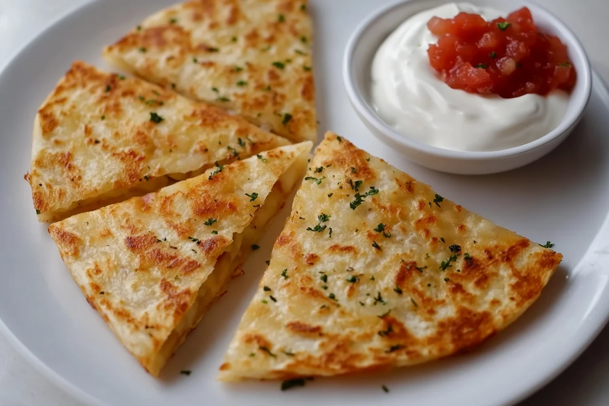 Crispy air fryer quesadilla on a plate