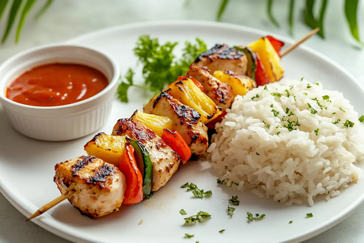 Tasty chicken and pineapple kabobs.