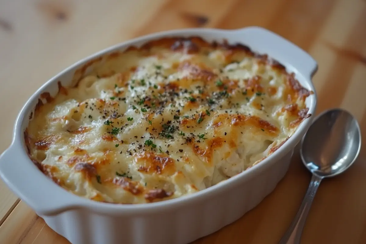 Easy Chicken Alfredo Casserole Baked in a Dish