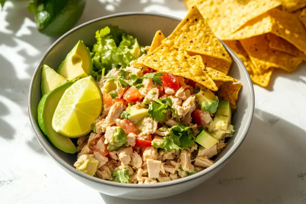 Mexican tuna salad ready to be eaten.