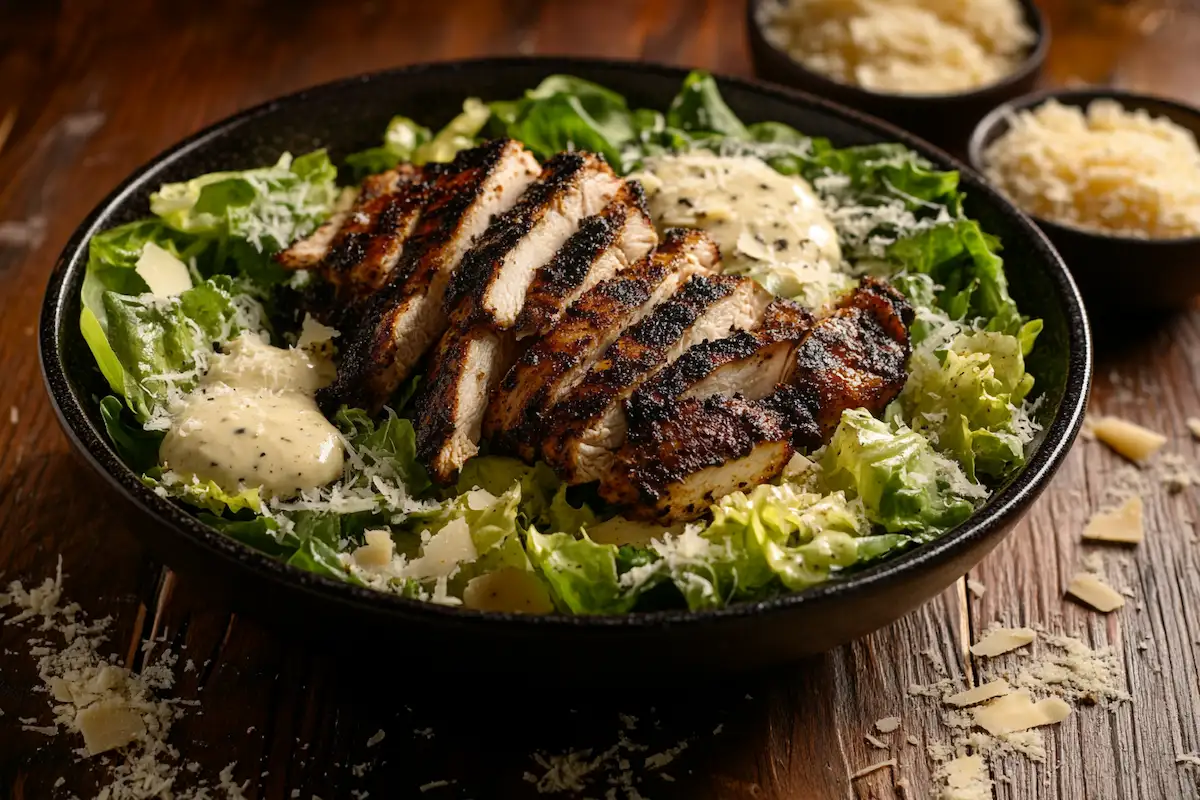 Blackened chicken caesar salad