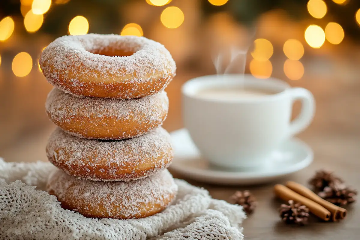 Delicious gingerbread donuts cinnamon sugar on a platter