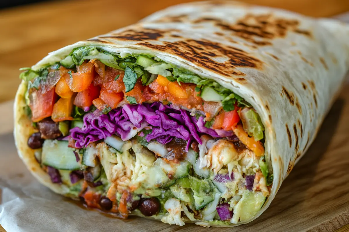 Vibrant Veggie Burrito on a Plate.